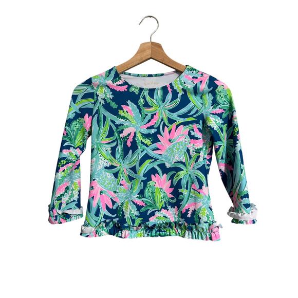 Lilly Pulitzer Margo Sweet Escape UPF 50 Rash Guard Swim Top Girls Size 12 - Picture 1 of 4